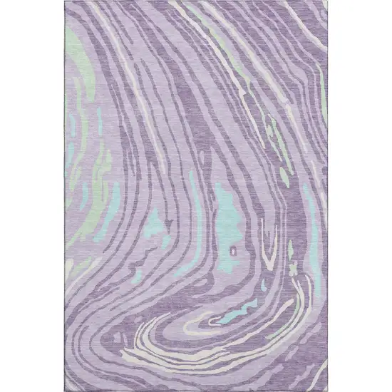 Lavender Mint Green And Sky Blue Abstract Washable Area Rug With UV Protection Photo 1
