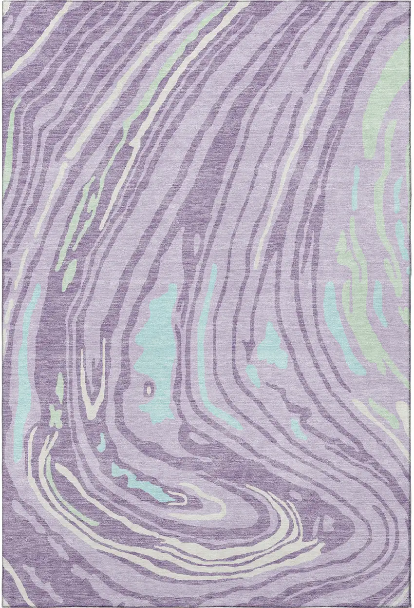Lavender Mint Green And Sky Blue Abstract Washable Area Rug With UV Protection Photo 3