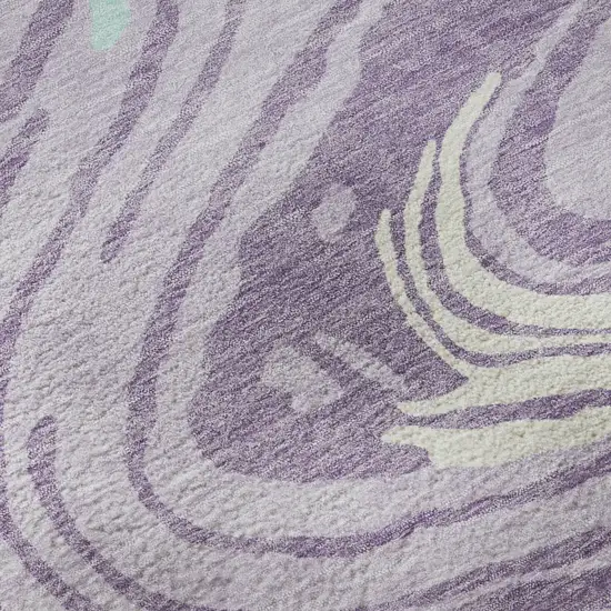 Lavender Mint Green And Sky Blue Abstract Washable Area Rug With UV Protection Photo 9