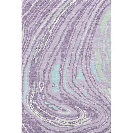 Lavender Mint Green And Sky Blue Abstract Washable Area Rug With UV Protection Photo 3