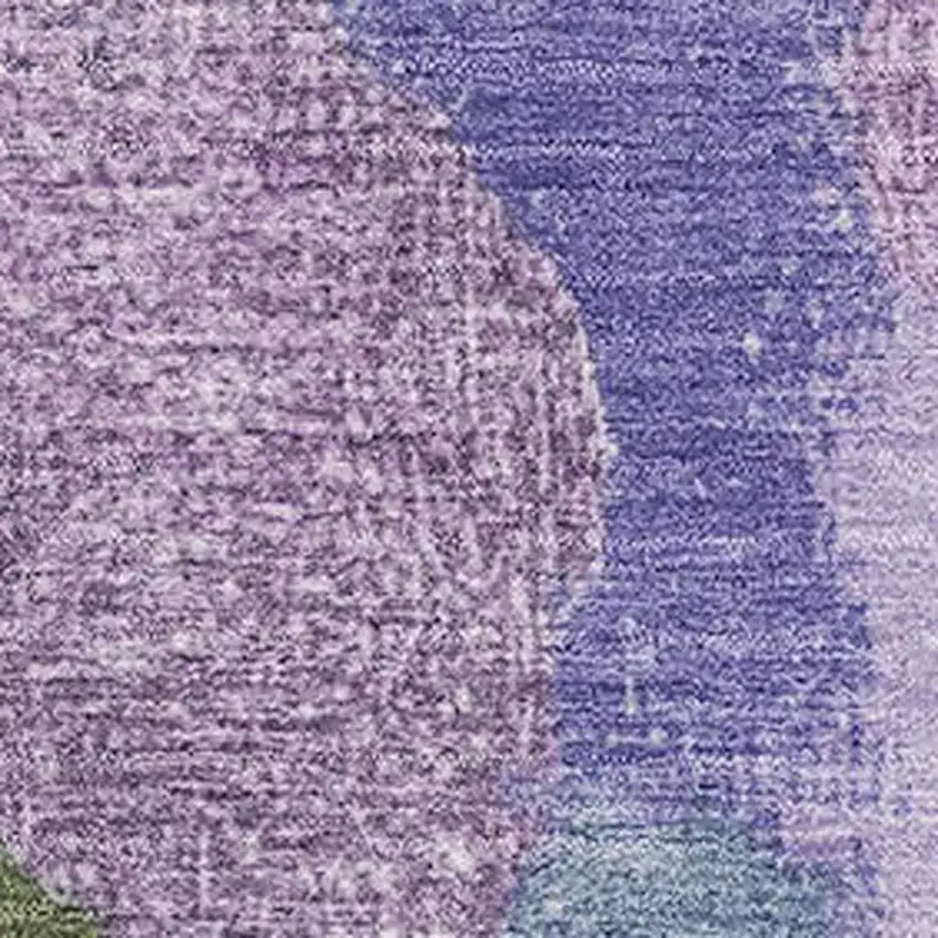 Lavender Olive Green And Ivory Abstract Washable Area Rug With UV Protection Photo 3