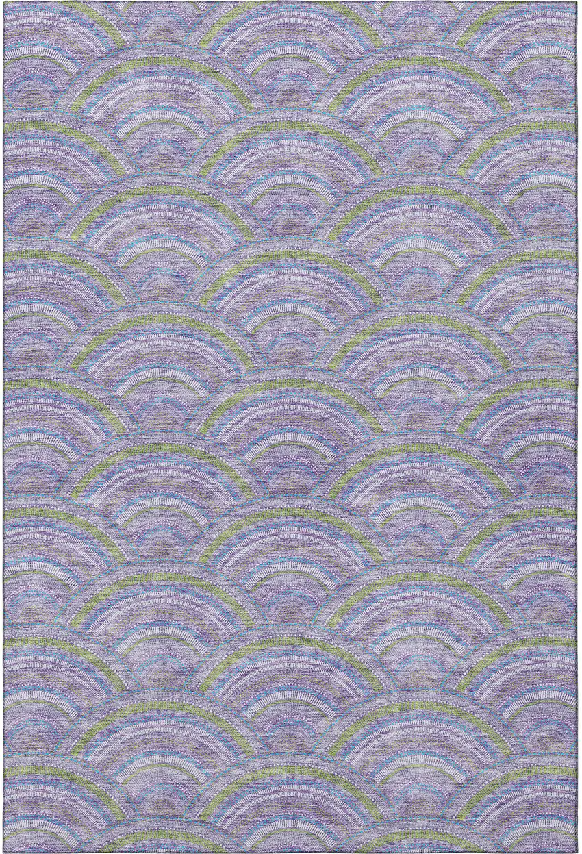 Lavender Olive Green And Ivory Geometric Washable Area Rug With UV Protection Photo 3