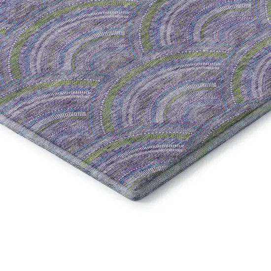 Lavender Olive Green And Ivory Geometric Washable Area Rug With UV Protection Photo 7