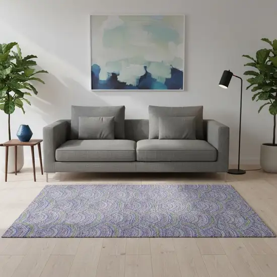 Lavender Olive Green And Ivory Geometric Washable Area Rug With UV Protection Photo 2