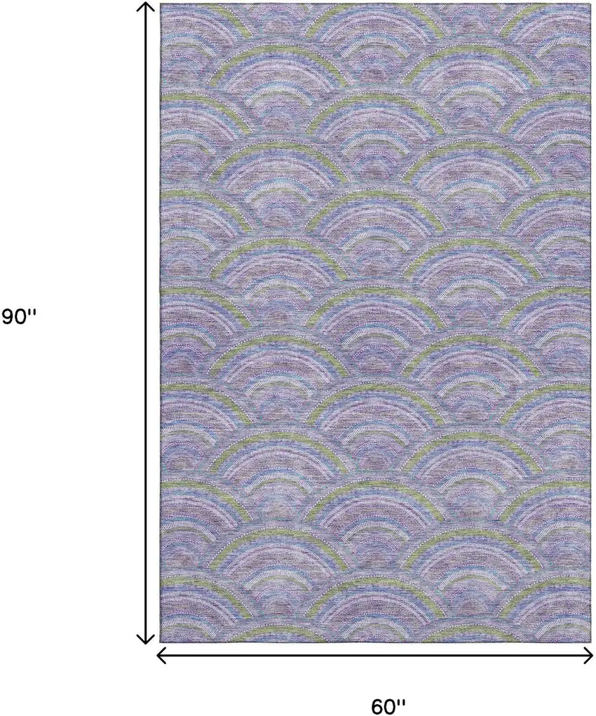 Lavender Olive Green And Ivory Geometric Washable Area Rug With UV Protection Photo 7