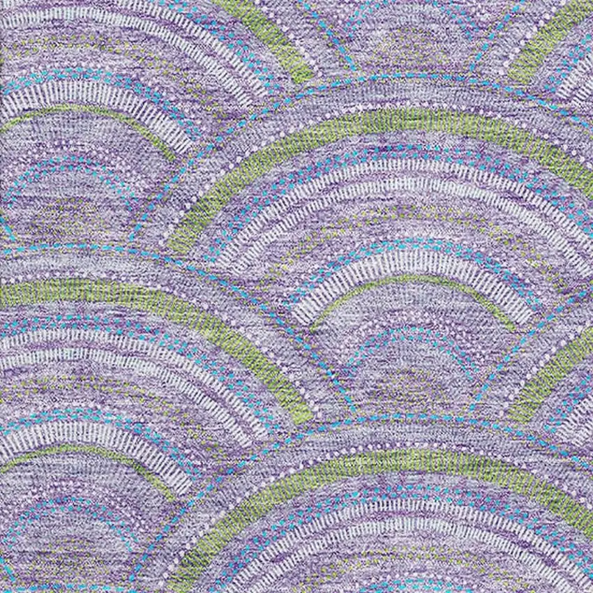 Lavender Olive Green And Ivory Geometric Washable Area Rug With UV Protection Photo 2