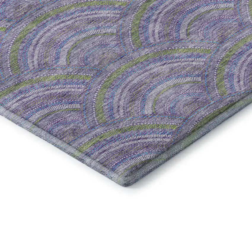 Lavender Olive Green And Ivory Geometric Washable Area Rug With UV Protection Photo 7