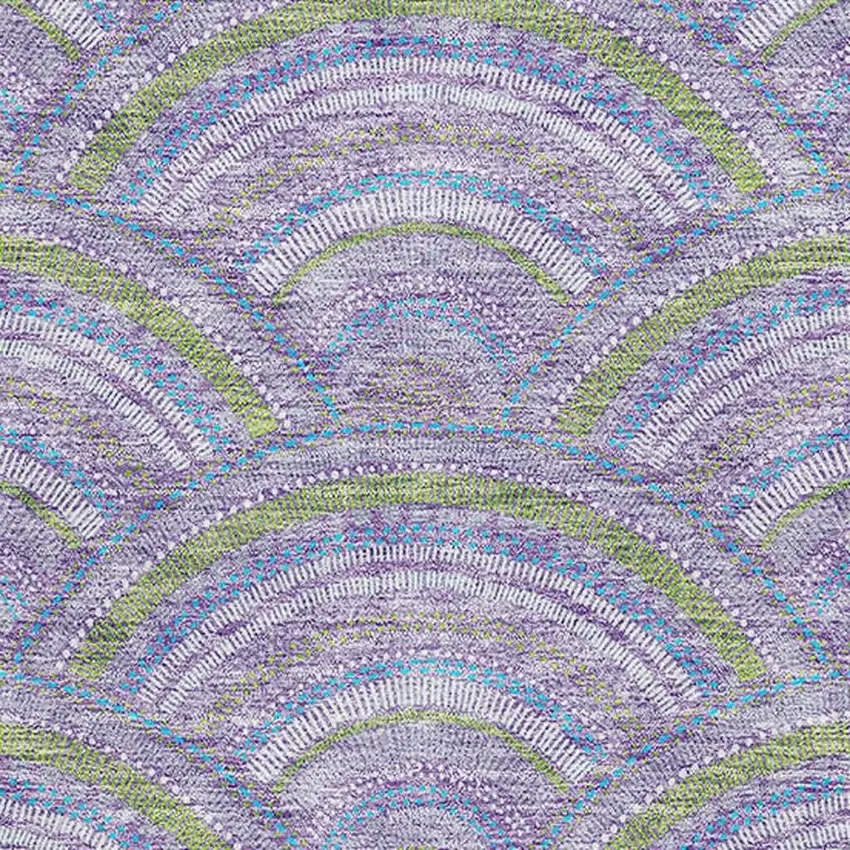 Lavender Olive Green And Ivory Geometric Washable Area Rug With UV Protection Photo 2