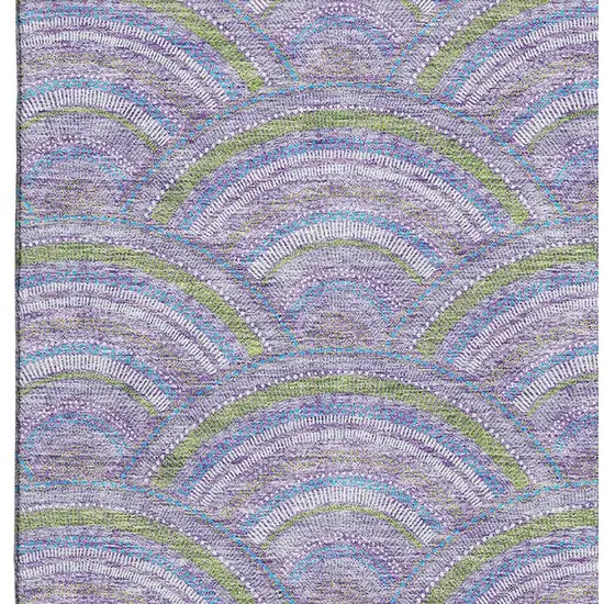 Lavender Olive Green And Ivory Geometric Washable Area Rug With UV Protection Photo 3