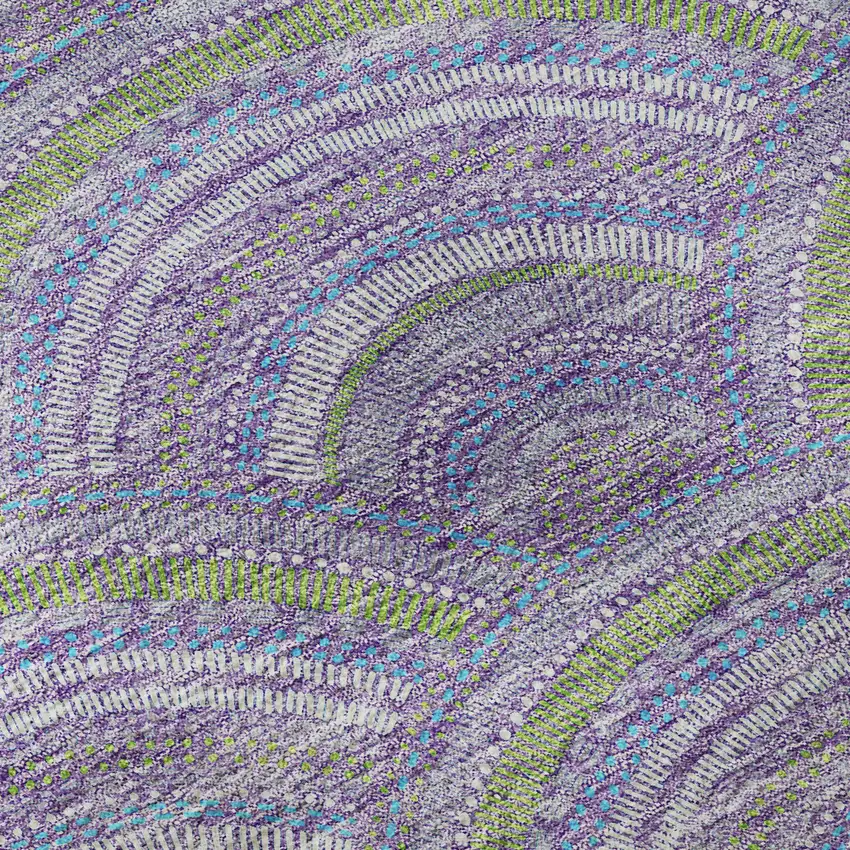 Lavender Olive Green And Ivory Geometric Washable Area Rug With UV Protection Photo 9