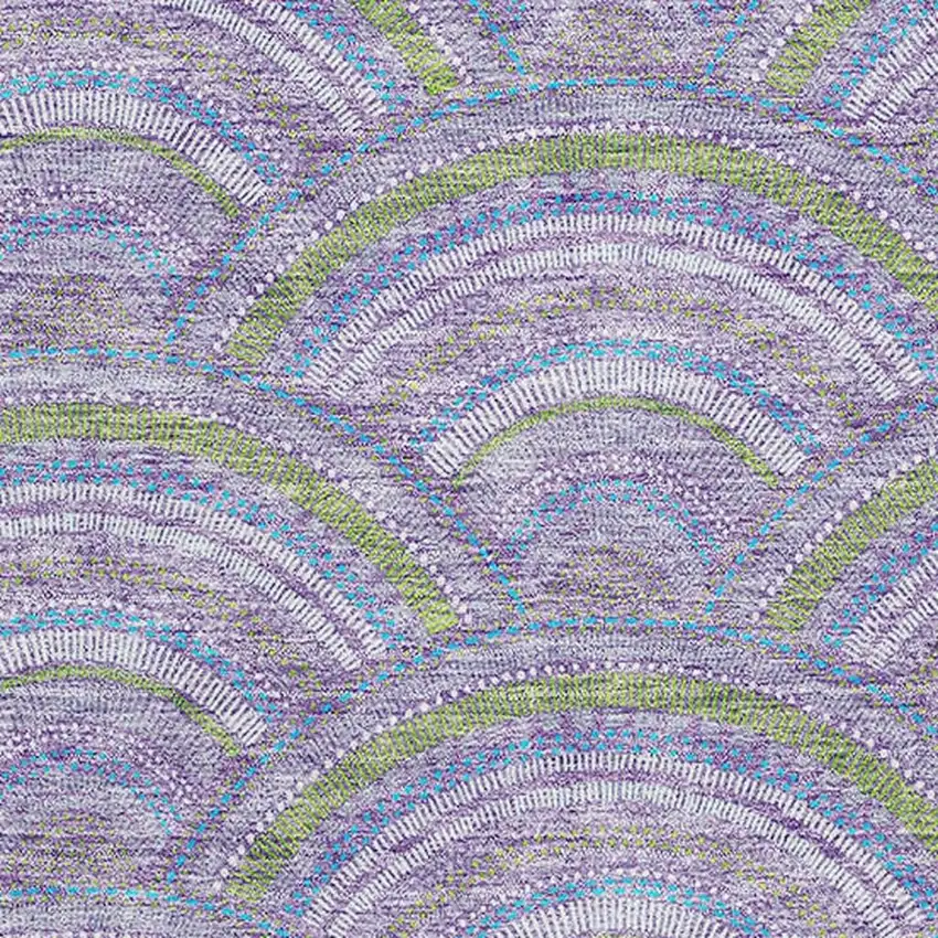 Lavender Olive Green And Ivory Geometric Washable Area Rug With UV Protection Photo 2