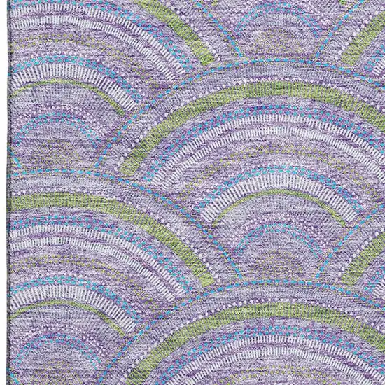 Lavender Olive Green And Ivory Geometric Washable Area Rug With UV Protection Photo 2