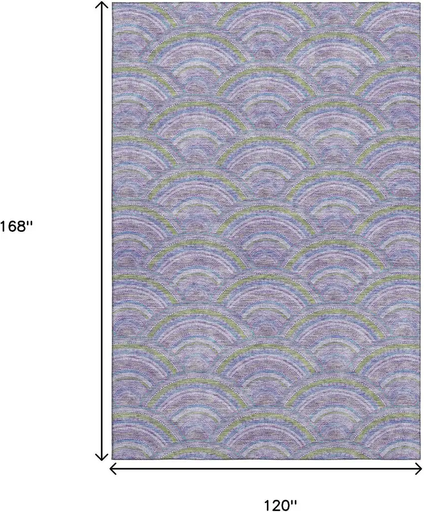 Lavender Olive Green And Ivory Geometric Washable Area Rug With UV Protection Photo 8