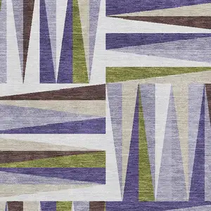 Photo of Lavender Olive Green And Ivory Geometric Washable Area Rug With UV Protection
