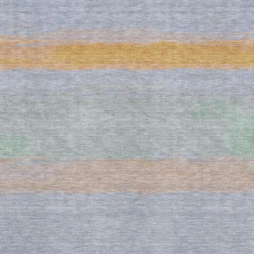 Lavender Orange And Teal Striped Washable Area Rug With UV Protection Photo 2