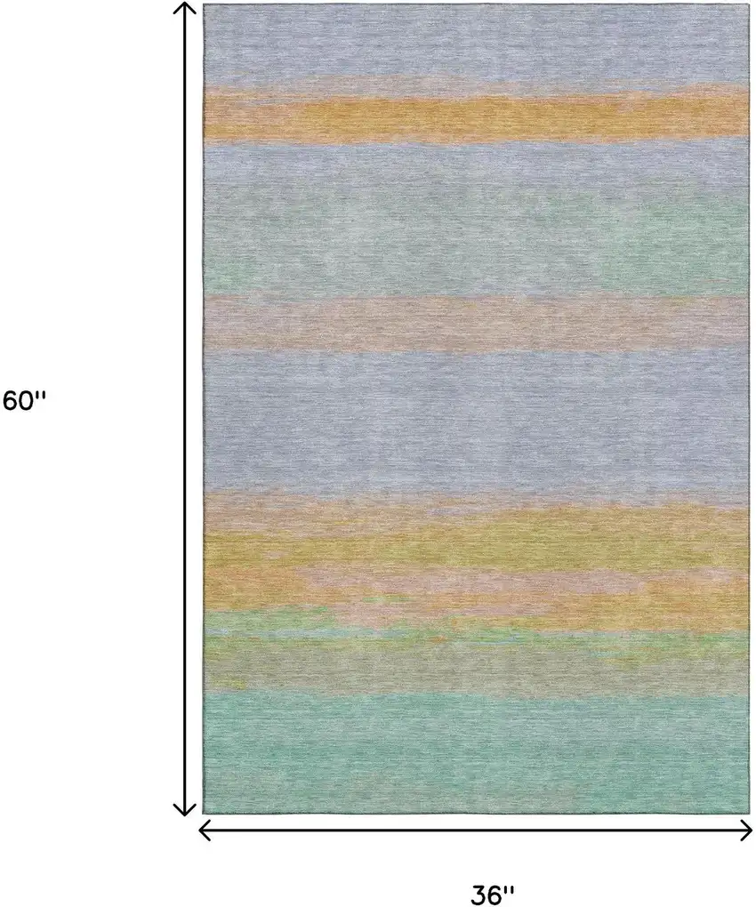 Lavender Orange And Teal Striped Washable Area Rug With UV Protection Photo 3