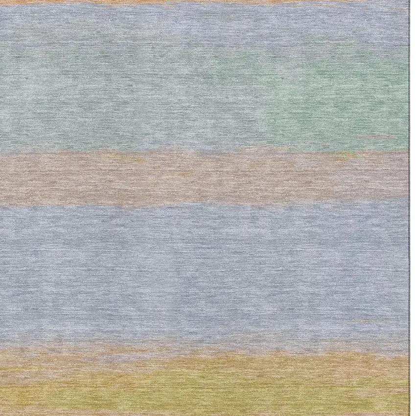 Lavender Orange And Teal Striped Washable Area Rug With UV Protection Photo 2