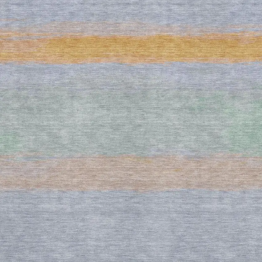 Lavender Orange And Teal Striped Washable Area Rug With UV Protection Photo 2