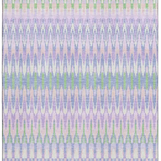 Lavender Pink And Green Southwestern Washable Area Rug With UV Protection Photo 4