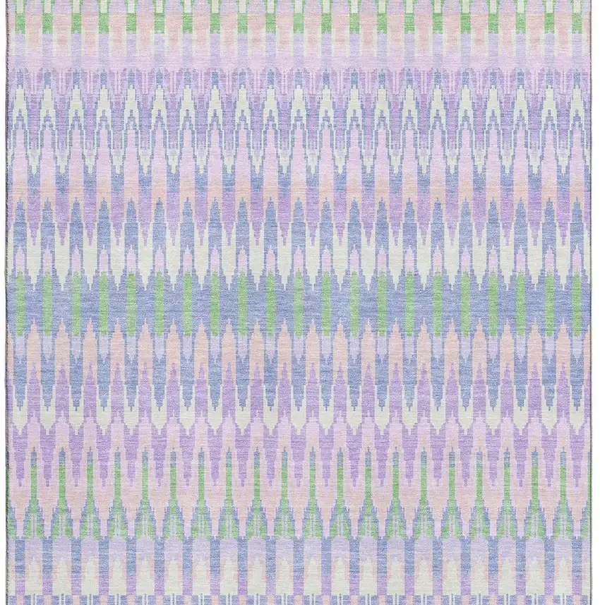 Lavender Pink And Green Southwestern Washable Area Rug With UV Protection Photo 4
