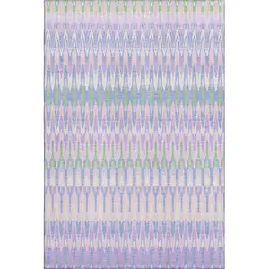 Photo of Lavender Pink And Green Southwestern Washable Area Rug With UV Protection