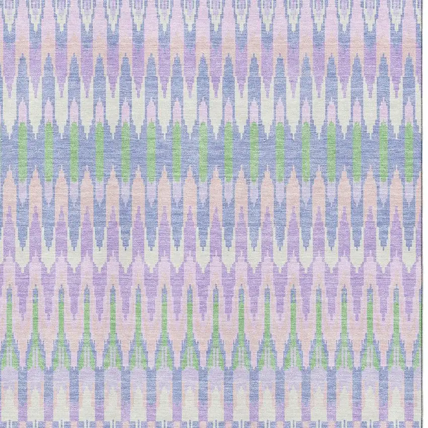 Lavender Pink And Green Southwestern Washable Area Rug With UV Protection Photo 3