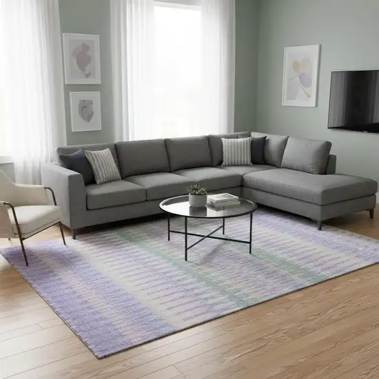 Lavender Pink And Green Southwestern Washable Area Rug With UV Protection Photo 2