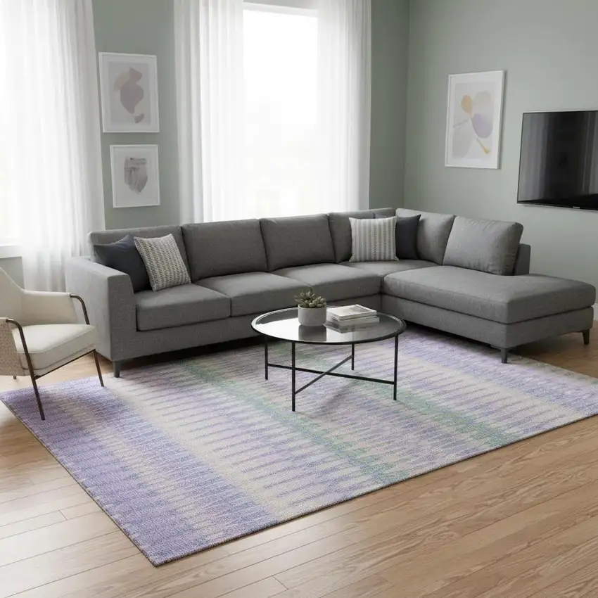 Lavender Pink And Green Southwestern Washable Area Rug With UV Protection Photo 2