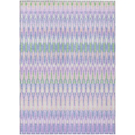 Lavender Pink And Lime Green Southwestern Washable Indoor Outdoor Area Rug Photo 2