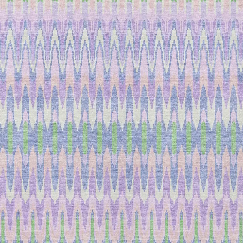 Lavender Pink And Lime Green Southwestern Washable Indoor Outdoor Area Rug Photo 6