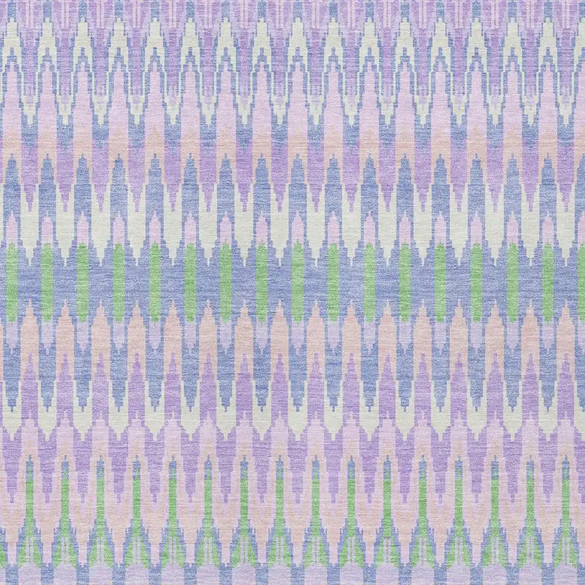 Lavender Pink And Lime Green Southwestern Washable Indoor Outdoor Area Rug Photo 6