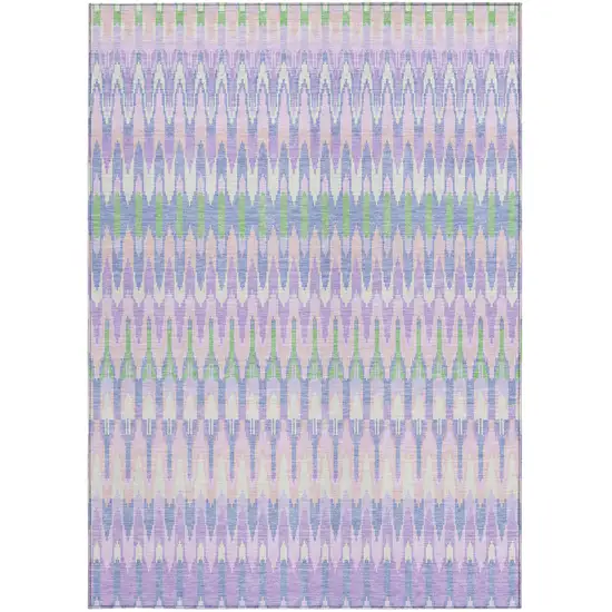Lavender Pink And Lime Green Southwestern Washable Indoor Outdoor Area Rug Photo 7