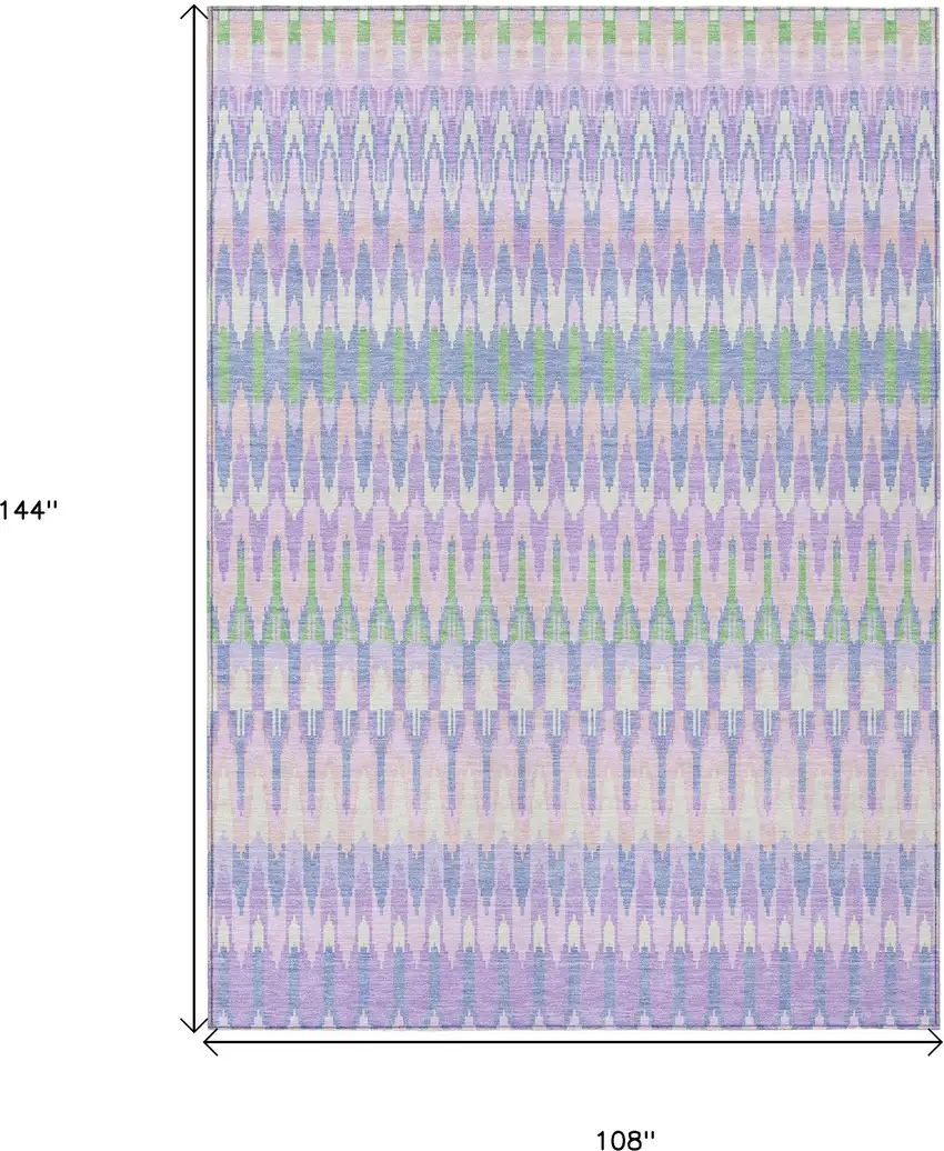 Lavender Pink And Lime Green Southwestern Washable Indoor Outdoor Area Rug Photo 3