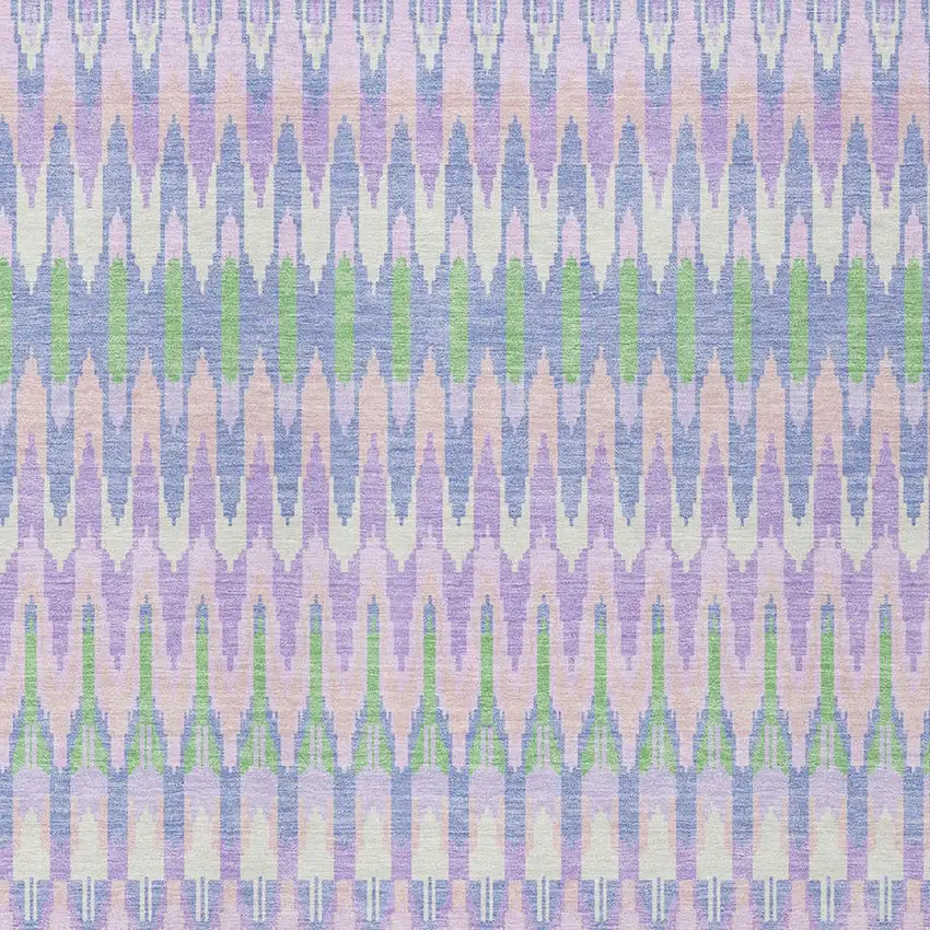 Lavender Pink And Lime Green Southwestern Washable Indoor Outdoor Area Rug Photo 6