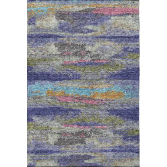 Lavender Pink And Orange Abstract Washable Area Rug With UV Protection Photo 2