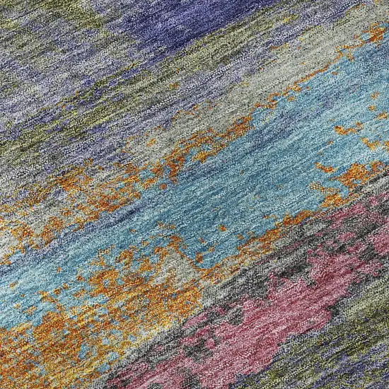 Lavender Pink And Orange Abstract Washable Area Rug With UV Protection Photo 8