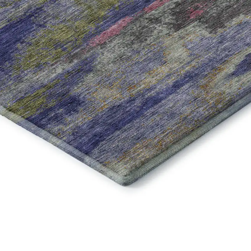 Lavender Pink And Orange Abstract Washable Area Rug With UV Protection Photo 7
