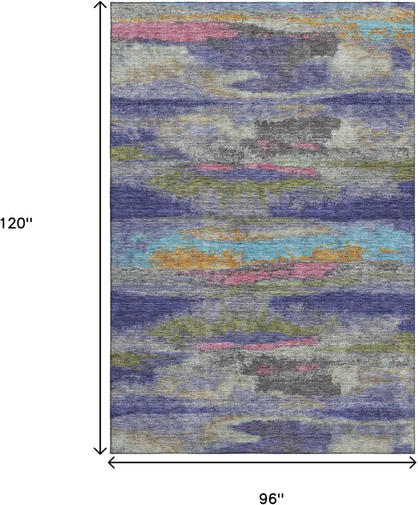 Lavender Pink And Orange Abstract Washable Area Rug With UV Protection Photo 9