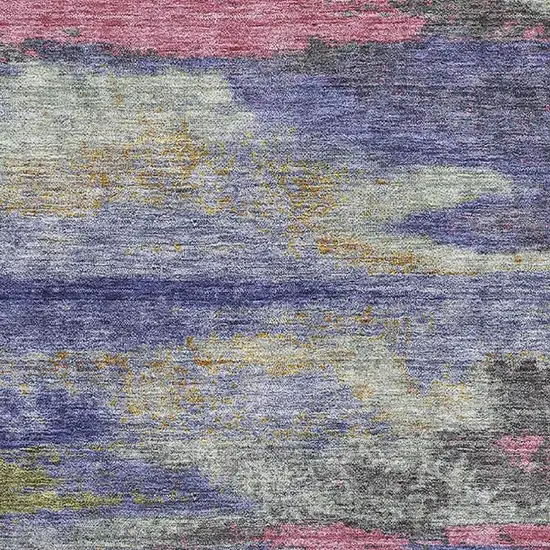 Lavender Pink And Orange Abstract Washable Area Rug With UV Protection Photo 2