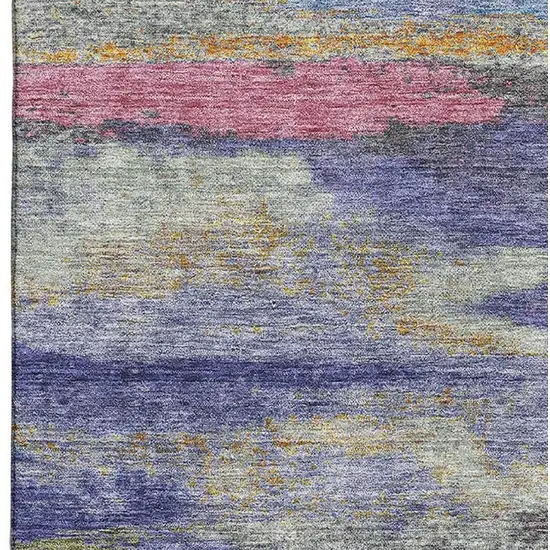 Lavender Pink And Orange Abstract Washable Area Rug With UV Protection Photo 2