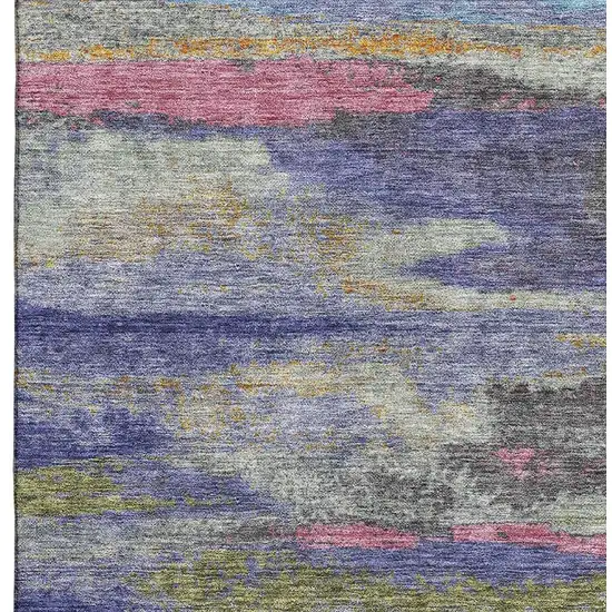 Lavender Pink And Orange Abstract Washable Area Rug With UV Protection Photo 3