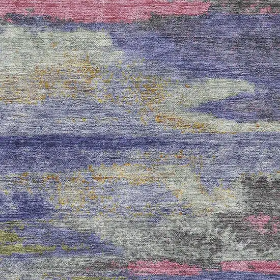 Lavender Pink And Orange Abstract Washable Area Rug With UV Protection Photo 2