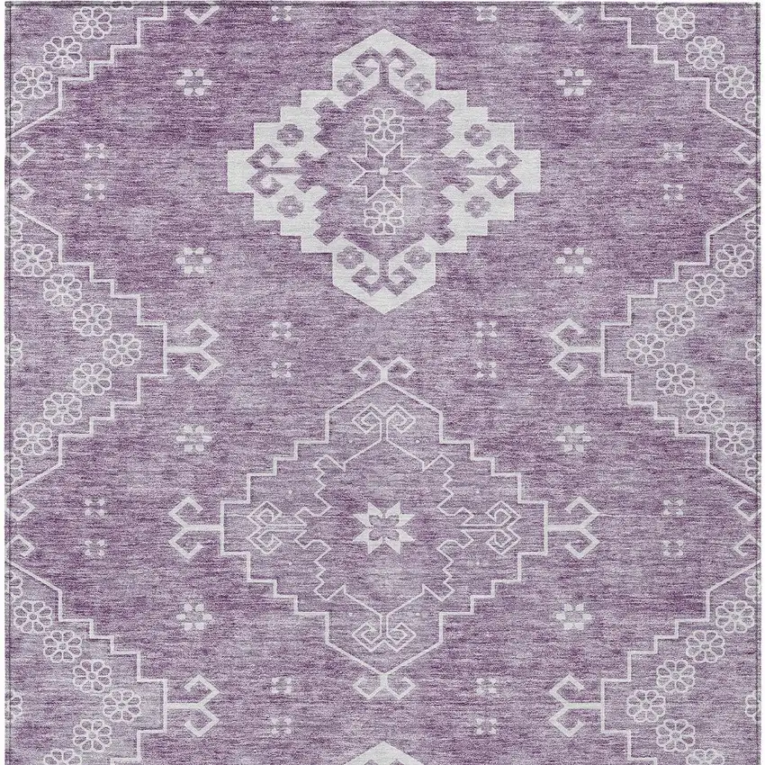Lavender Plum And Ivory Medallion Washable Indoor Outdoor Area Rug Photo 7