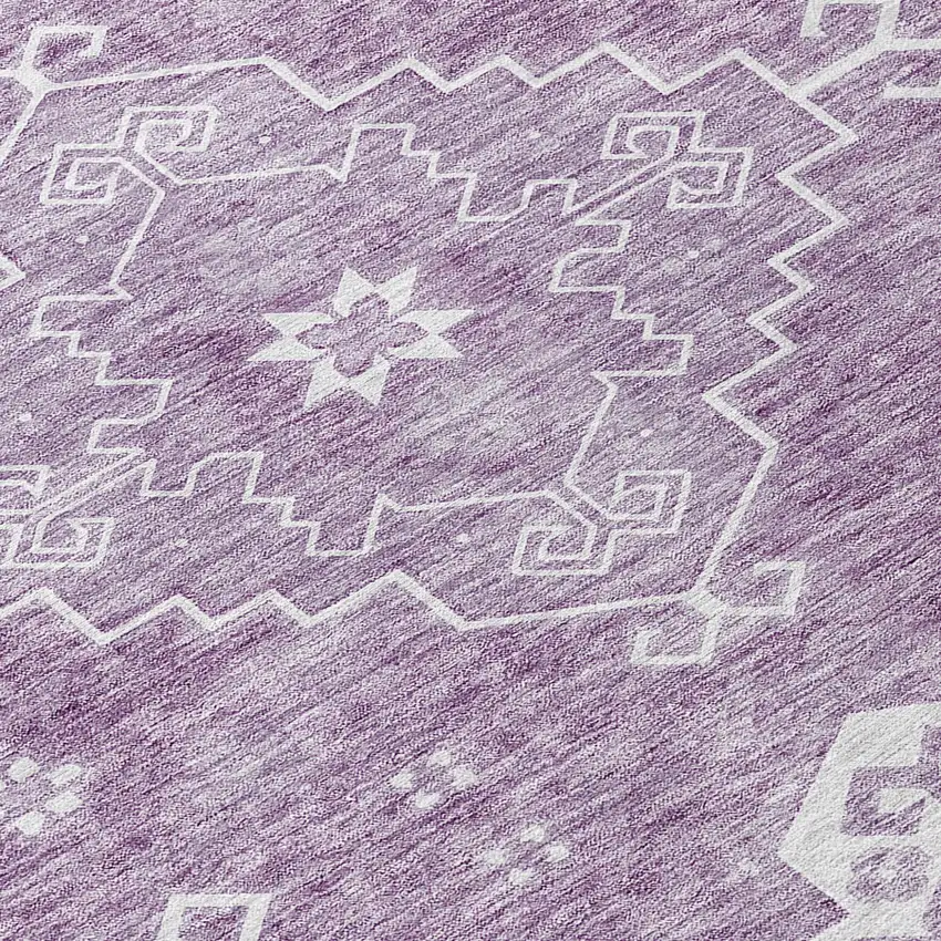 Lavender Plum And Ivory Medallion Washable Indoor Outdoor Area Rug Photo 8