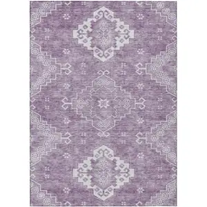 Photo of Lavender Plum And Ivory Medallion Washable Indoor Outdoor Area Rug