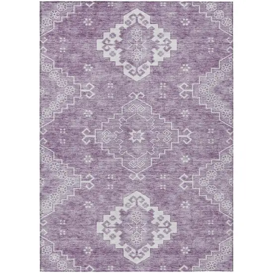 Lavender Plum And Ivory Medallion Washable Indoor Outdoor Area Rug Photo 2