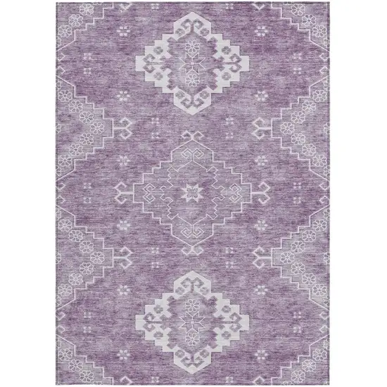 Lavender Plum And Ivory Medallion Washable Indoor Outdoor Area Rug Photo 7