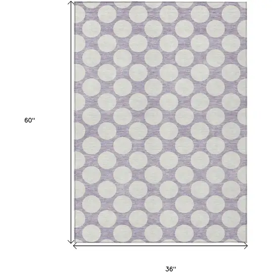 Lavender Polka Dot Washable Indoor Outdoor Area Rug Photo 3