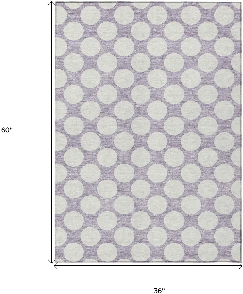 Lavender Polka Dot Washable Indoor Outdoor Area Rug Photo 3