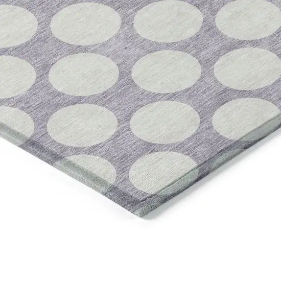 Lavender Polka Dot Washable Indoor Outdoor Area Rug Photo 6